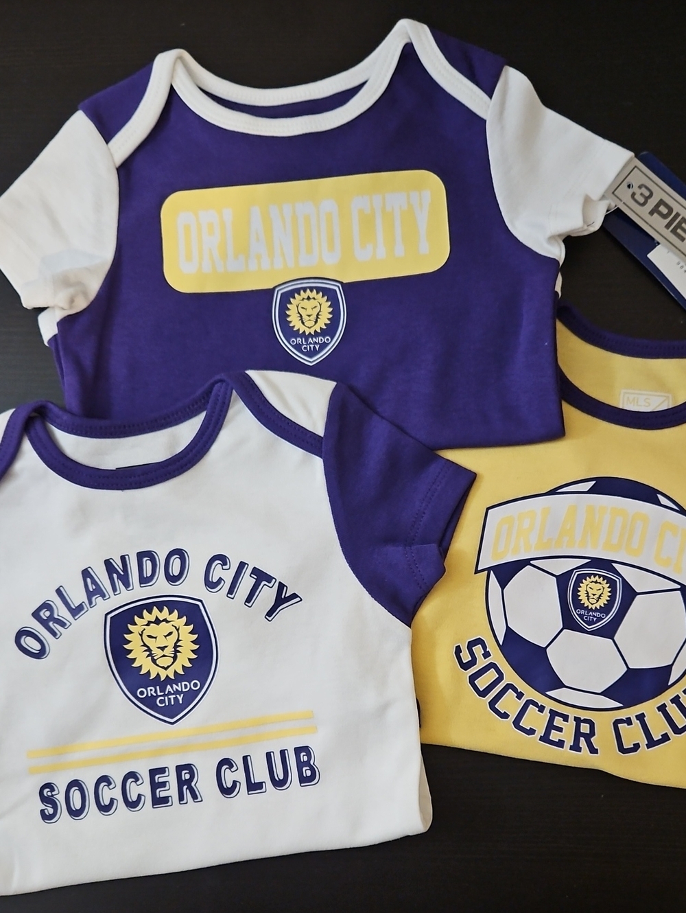 Orlando City Soccer Club Short Sleeve Onesies - Purple/White/Yellow